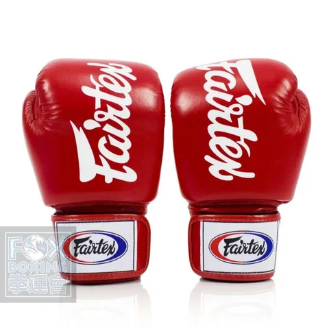 【FOX BOXING】 Fairtex DELUXE TIGHT-FIT Leather Boxing Gloves Red