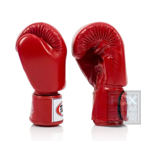 【FOX BOXING】 Fairtex DELUXE TIGHT-FIT Leather Boxing Gloves Red