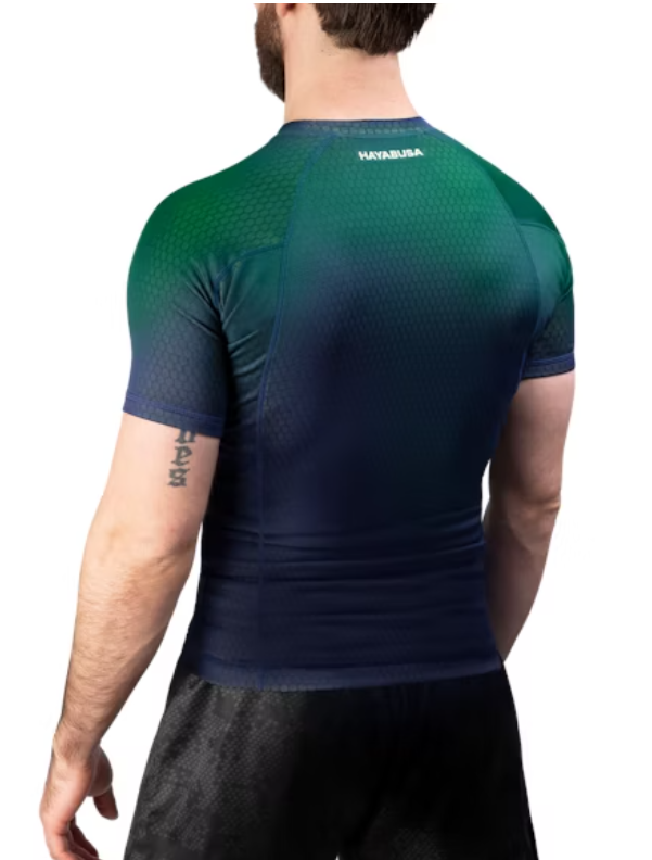 【Fox Boxing】 Hayabusa Fusion Short Sleeve Rash Guard Blue/Green