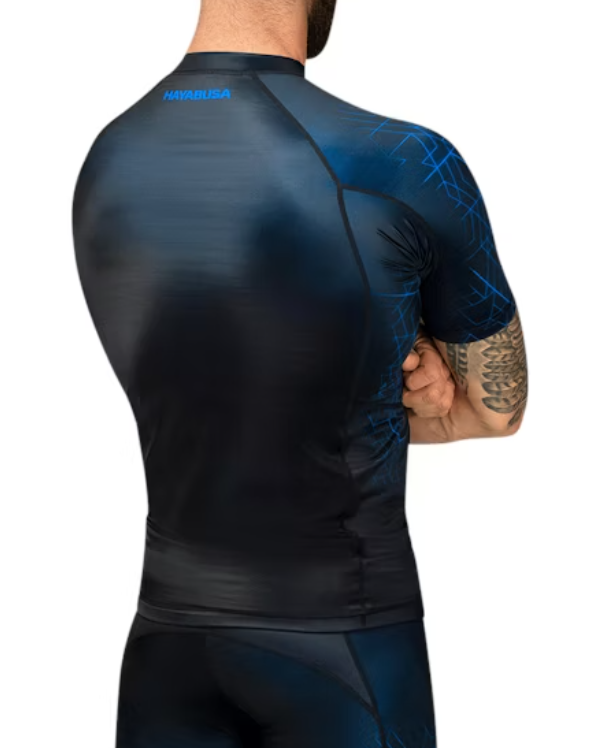 【Fox Boxing】 Hayabusa Geo Short Sleeve Rash Guard Blue