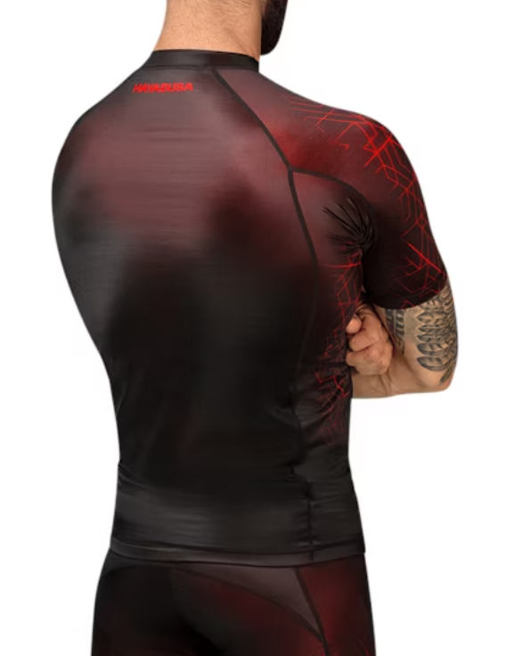 【Fox Boxing】 Hayabusa Geo Short Sleeve Rash Guard Red