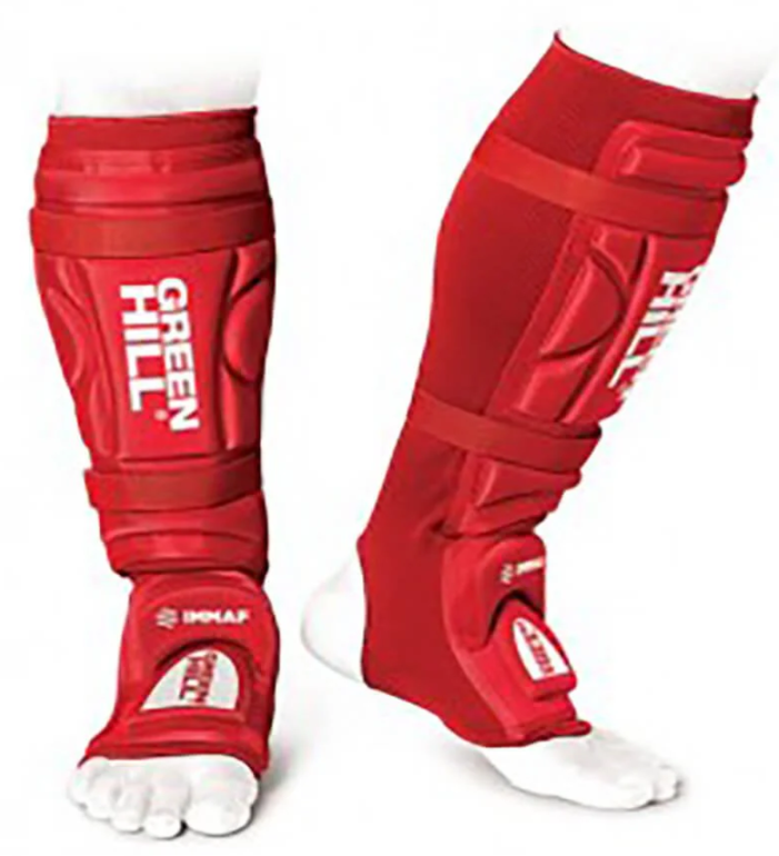 Green Hill IMMAF Approved MMA Shin Guards - Red