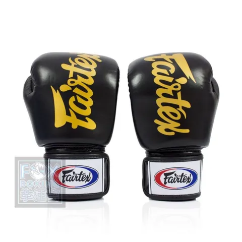 【FOX BOXING】 Fiartex DELUXE TIGHT-FIT Leather Boxing Gloves BK/G