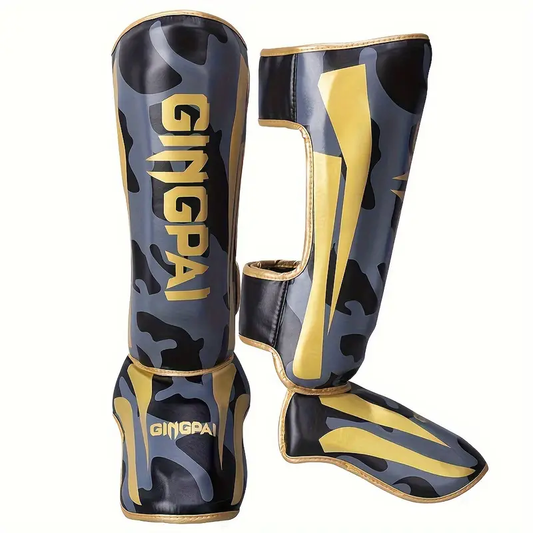 Foxboxing CamoStrike Shin Guards Camouflage Golden