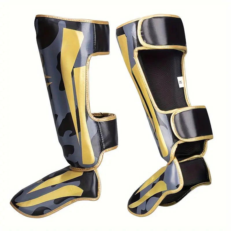 【FOX BOXING】Foxboxing CamoStrike Shin Guards Camouflage Golden