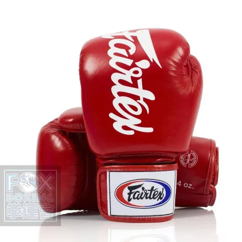 【FOX BOXING】 Fairtex DELUXE TIGHT-FIT Leather Boxing Gloves Red