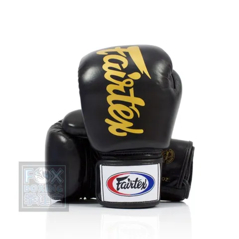 【FOX BOXING】 Fiartex DELUXE TIGHT-FIT Leather Boxing Gloves BK/G