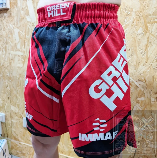 Green Hill MMA Shorts - IMMAF Red/Black