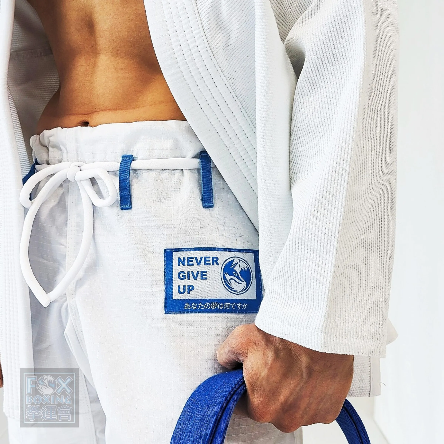 FoxBoxing “Ultramarine” Lightweight Jiu Jitsu Gis White – Never Give Up Edition