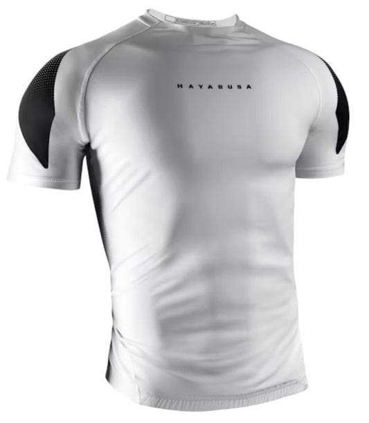 【FOX BOXING】Hayabusa Men’s Pro Ranked Short Sleeve Rash Guard White