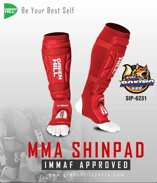 GreenHill IMMAF Shin Guard Red